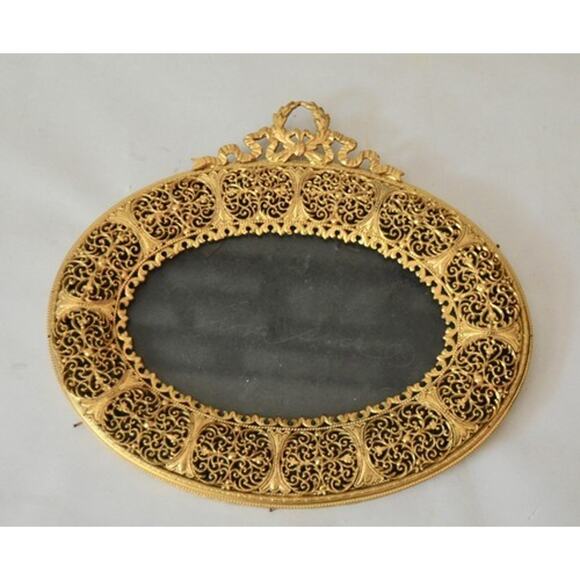 VINTAGE Ornate GOLD FILIGREE FRAME OVAL - Picture 2 of 7